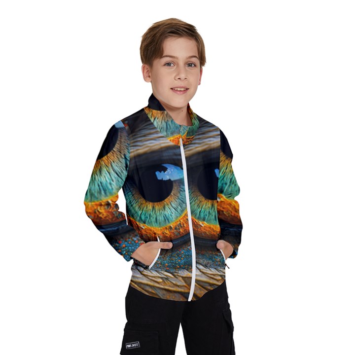 Eye Bird Feathers Vibrant Kids  Windbreaker