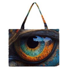 Eye Bird Feathers Vibrant Zipper Medium Tote Bag by Hannah976