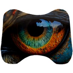 Eye Bird Feathers Vibrant Head Support Cushion by Hannah976