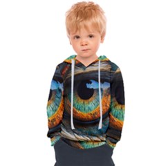 Eye Bird Feathers Vibrant Kids  Overhead Hoodie