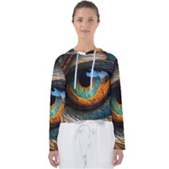 Eye Bird Feathers Vibrant Women s Slouchy Sweat