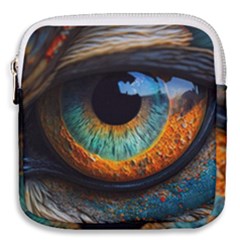 Eye Bird Feathers Vibrant Mini Square Pouch by Hannah976