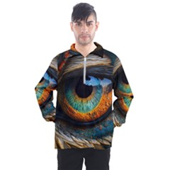 Eye Bird Feathers Vibrant Men s Half Zip Pullover