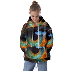 Eye Bird Feathers Vibrant Kids  Oversized Hoodie by Hannah976