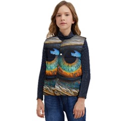 Eye Bird Feathers Vibrant Kid s Button Up Puffer Vest	