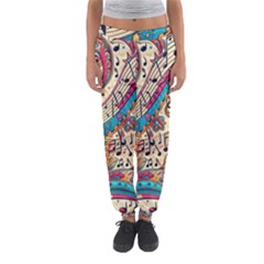 Paisley Print Musical Notes Women s Jogger Sweatpants by RiverRootz