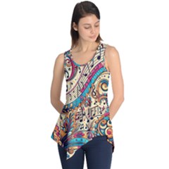 Paisley Print Musical Notes Sleeveless Tunic