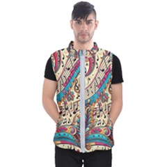 Paisley Print Musical Notes Men s Puffer Vest by RiverRootz