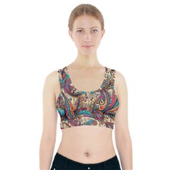 Paisley Print Musical Notes Sports Bra With Pocket by RiverRootz