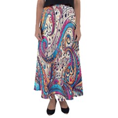 Paisley Print Musical Notes Flared Maxi Skirt by RiverRootz