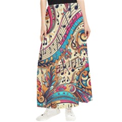 Paisley Print Musical Notes Maxi Chiffon Skirt by RiverRootz