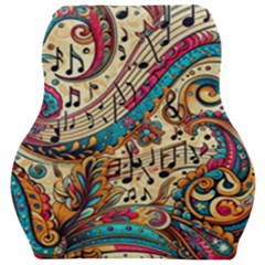 Paisley Print Musical Notes Car Seat Velour Cushion  by RiverRootz