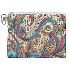 Paisley Print Musical Notes Canvas Cosmetic Bag (xxl) by RiverRootz