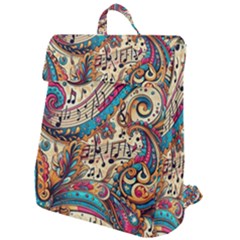 Paisley Print Musical Notes Flap Top Backpack