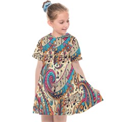 Paisley Print Musical Notes Kids  Sailor Dress by RiverRootz