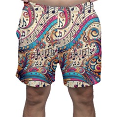 Paisley Print Musical Notes Men s Shorts by RiverRootz