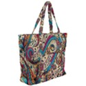 Paisley Print Musical Notes Zip Up Canvas Bag View2