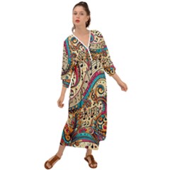 Paisley Print Musical Notes Grecian Style  Maxi Dress by RiverRootz