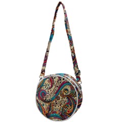 Paisley Print Musical Notes Crossbody Circle Bag by RiverRootz