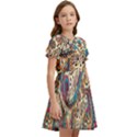 Paisley Print Musical Notes Kids  Bow Tie Puff Sleeve Dress View2