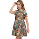 Paisley Print Musical Notes Kids  Bow Tie Puff Sleeve Dress View3