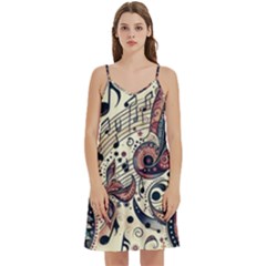 Paisley Print Musical Notes8 Mini Camis Dress With Pockets by RiverRootz