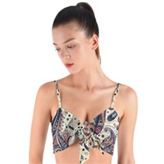 Paisley Print Musical Notes8 Woven Tie Front Bralet by RiverRootz