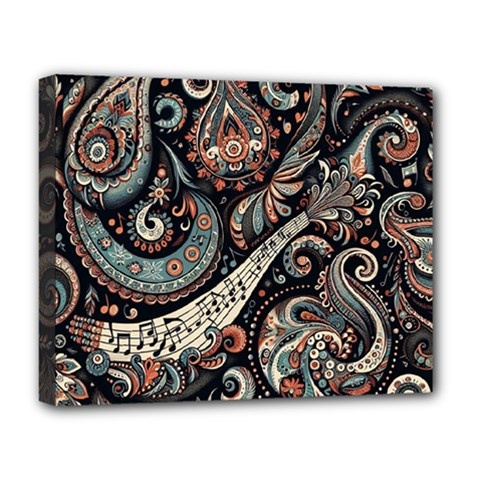 Paisley Print Musical Notes7 Deluxe Canvas 20  X 16  (stretched) by RiverRootz