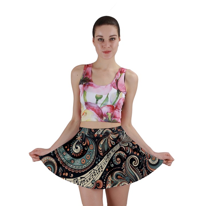 Paisley Print Musical Notes7 Mini Skirt