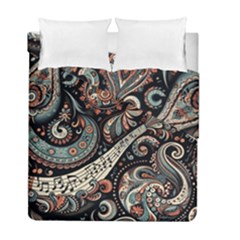 Paisley Print Musical Notes7 Duvet Cover Double Side (full/ Double Size) by RiverRootz