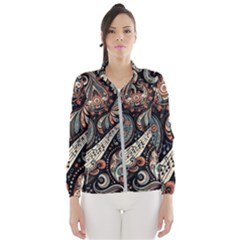 Paisley Print Musical Notes7 Women s Windbreaker