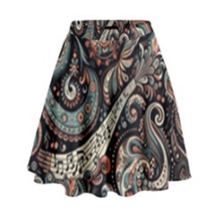 Paisley Print Musical Notes7 High Waist Skirt by RiverRootz