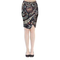 Paisley Print Musical Notes7 Midi Wrap Pencil Skirt by RiverRootz