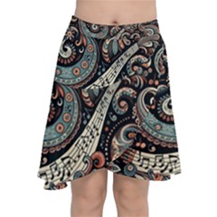 Paisley Print Musical Notes7 Chiffon Wrap Front Skirt by RiverRootz