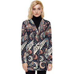 Paisley Print Musical Notes7 Button Up Hooded Coat  by RiverRootz