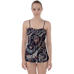 Paisley Print Musical Notes7 Babydoll Tankini Set