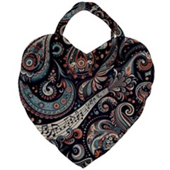 Paisley Print Musical Notes7 Giant Heart Shaped Tote by RiverRootz