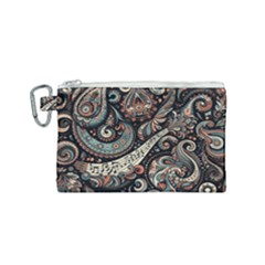 Paisley Print Musical Notes7 Canvas Cosmetic Bag (small) by RiverRootz