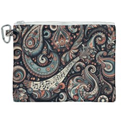 Paisley Print Musical Notes7 Canvas Cosmetic Bag (xxl) by RiverRootz