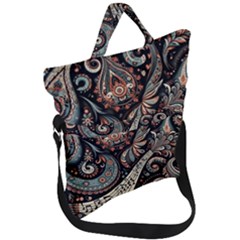 Paisley Print Musical Notes7 Fold Over Handle Tote Bag by RiverRootz