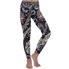 Paisley Print Musical Notes7 Kids  Lightweight Velour Classic Yoga Leggings by RiverRootz