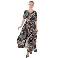 Paisley Print Musical Notes7 Waist Tie Boho Maxi Dress by RiverRootz