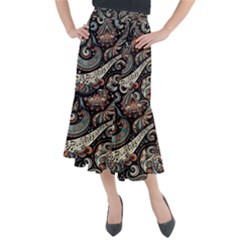 Paisley Print Musical Notes7 Midi Mermaid Skirt by RiverRootz