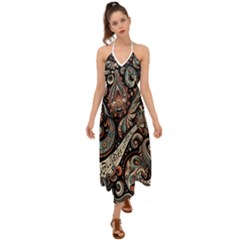 Paisley Print Musical Notes7 Halter Tie Back Dress  by RiverRootz