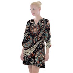 Paisley Print Musical Notes7 Open Neck Shift Dress by RiverRootz