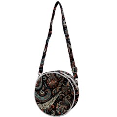 Paisley Print Musical Notes7 Crossbody Circle Bag by RiverRootz