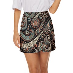 Paisley Print Musical Notes7 Mini Front Wrap Skirt by RiverRootz