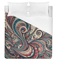 Paisley Print Musical Notes6 Duvet Cover (queen Size) by RiverRootz