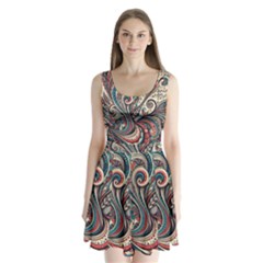 Paisley Print Musical Notes6 Split Back Mini Dress  by RiverRootz