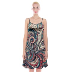 Paisley Print Musical Notes6 Spaghetti Strap Velvet Dress